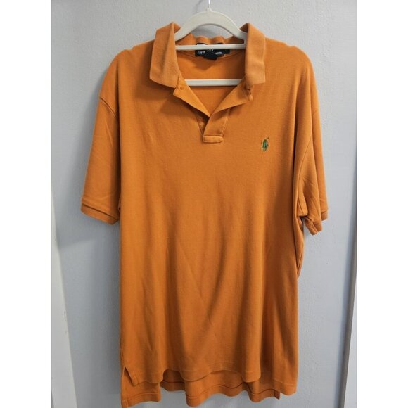 Ralph Lauren Polo Shirt Mens Large Orange Short Sleeve Pony Golf - Picture 1 of 8